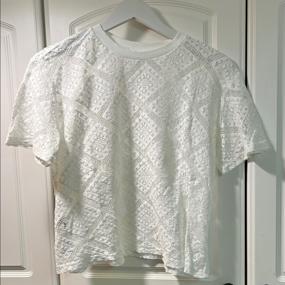 Mango White Lace Women's Top